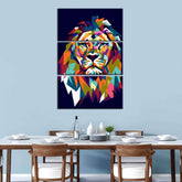 Painting by Numbers Art Animal Colorful Lion Face on A Dark Background 3 Panel